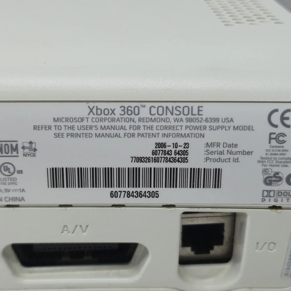 Microsoft Xbox 360 White Console Bundle Tested 14gb HDD 203W PSU Controller + AV
